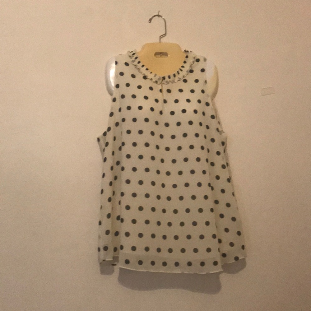 Polka Dot. Blouse.  Cream with Black Polka Dots